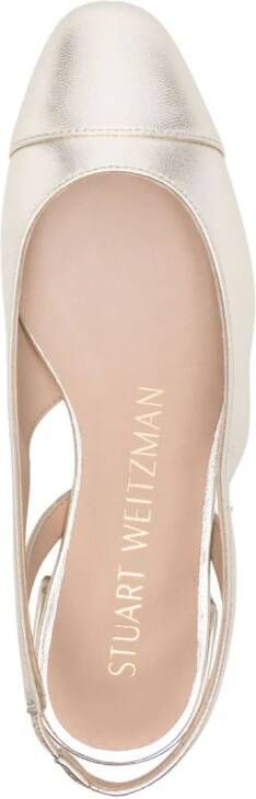 Stuart Weitzman slingback leather ballerina shoes Gold