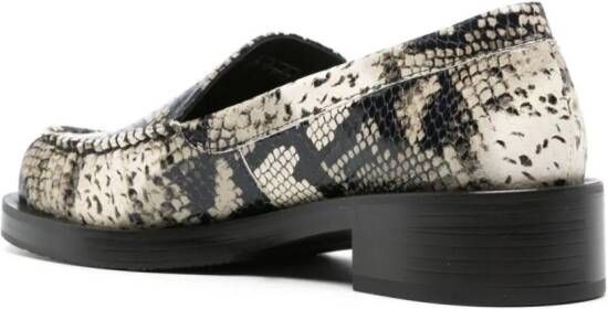 Stuart Weitzman snakeskin-effect leather loafers Grey