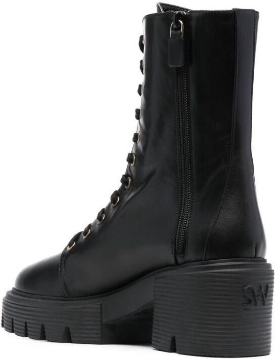 Stuart Weitzman Soho lace-up fastening 70mm boots Black