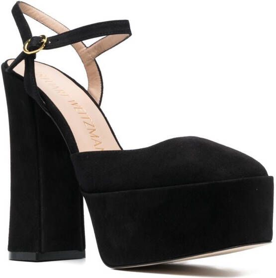 Stuart Weitzman square-toe 150mm suede platform pumps Black