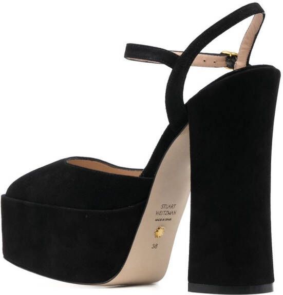 Stuart Weitzman square-toe 150mm suede platform pumps Black