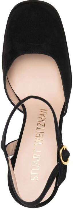 Stuart Weitzman square-toe 150mm suede platform pumps Black