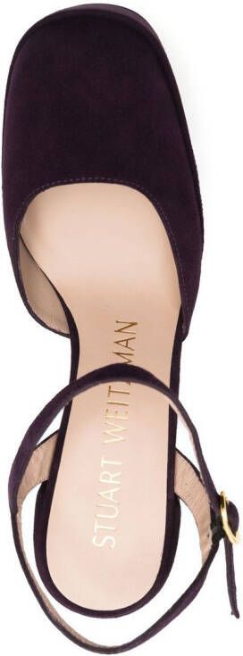 Stuart Weitzman square-toe 150mm suede platform pumps Purple