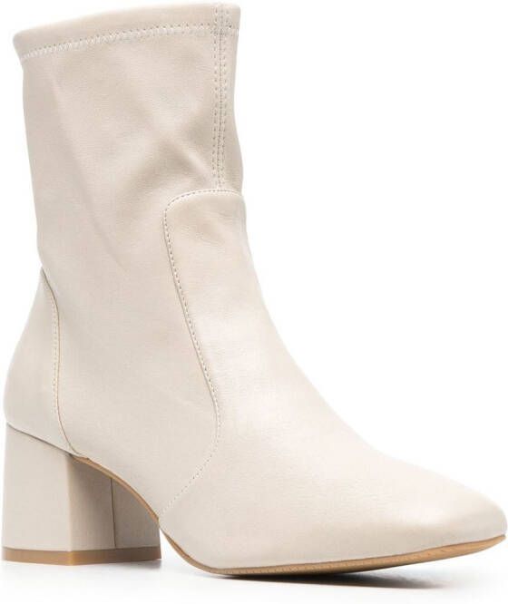 Stuart Weitzman square-toe leather boots Neutrals