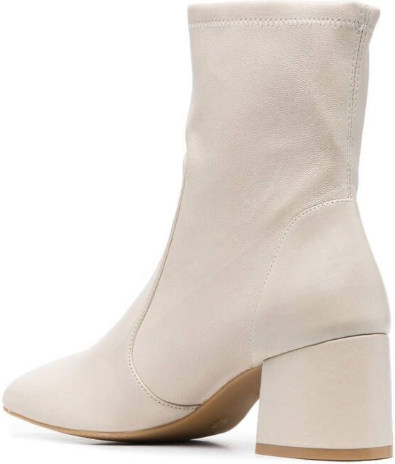 Stuart Weitzman square-toe leather boots Neutrals