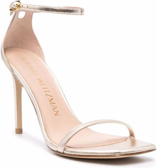 Stuart Weitzman square-toe metallic-effect sandals Gold