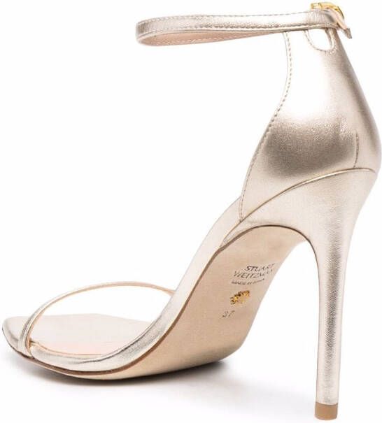 Stuart Weitzman square-toe metallic-effect sandals Gold