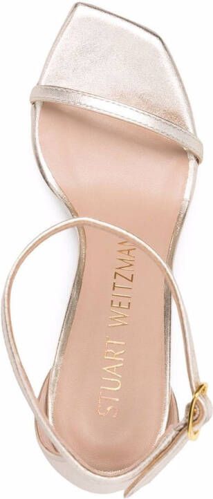 Stuart Weitzman square-toe metallic-effect sandals Gold