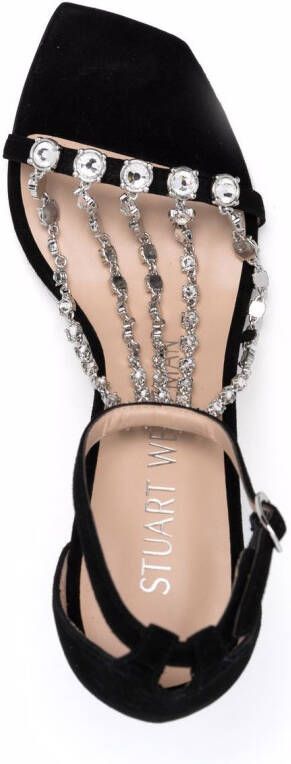 Stuart Weitzman Stardust 100mm crystal-embellished sandals Black