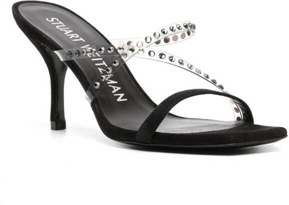 Stuart Weitzman Strapeze 85mm crystal-embellished sandals Black