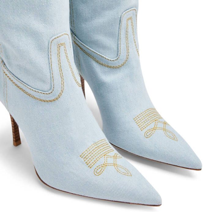 Stuart Weitzman western-style denim high boots Blue