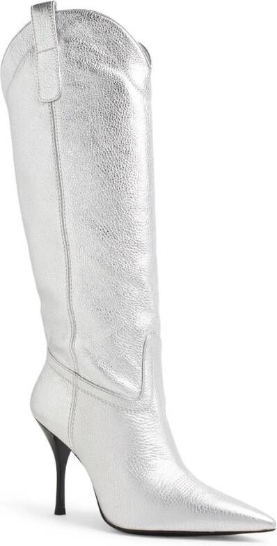 Stuart Weitzman western-style metallic high boots Silver
