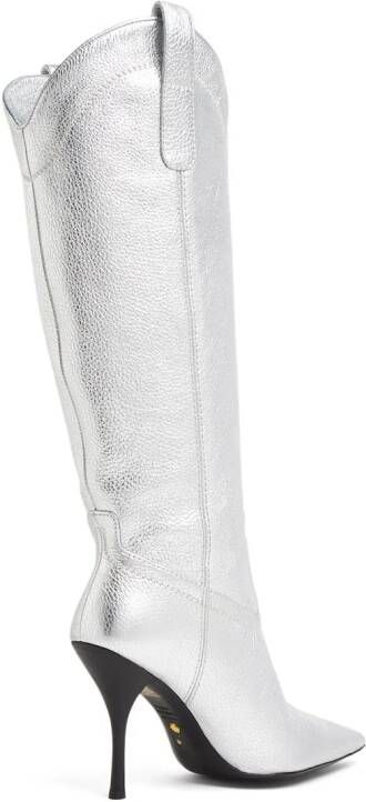 Stuart Weitzman western-style metallic high boots Silver