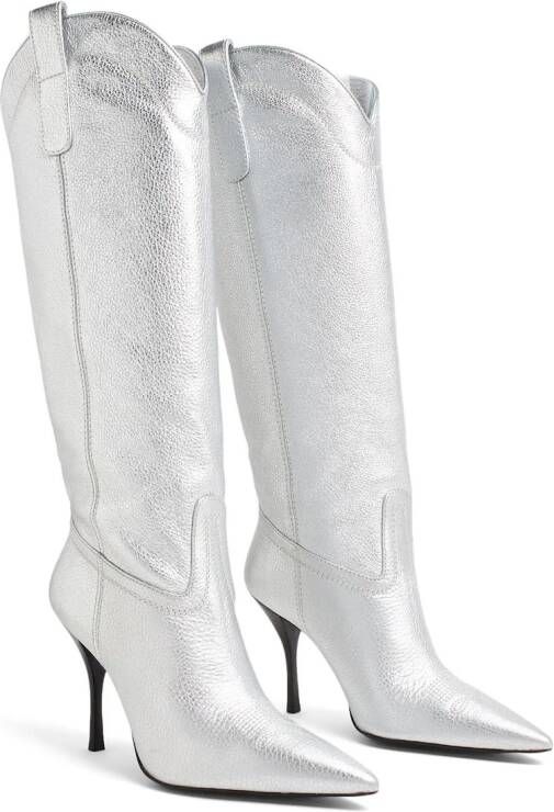 Stuart Weitzman western-style metallic high boots Silver