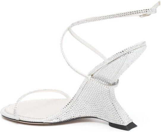 Studio Amelia 110mm crystal-embellished wedge sandals White