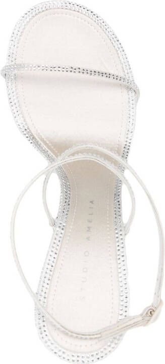 Studio Amelia 110mm crystal-embellished wedge sandals White