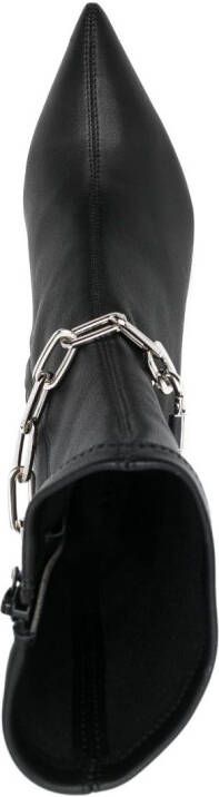 Studio Amelia 70mm chain-link pointed-toe boots Black