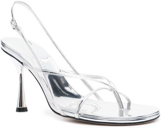 Studio Amelia 95mm metallic-finish open-toe sandals Silver
