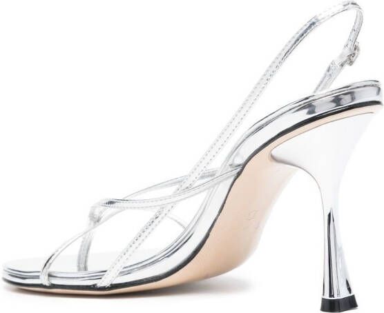 Studio Amelia 95mm metallic-finish open-toe sandals Silver