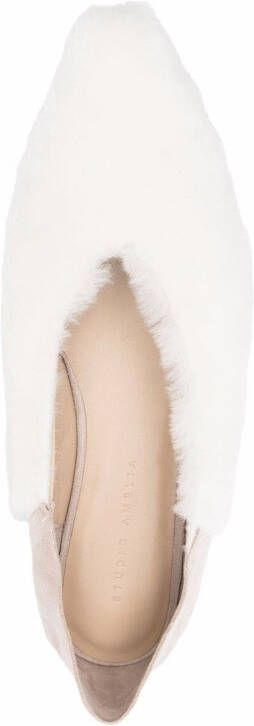 Studio Amelia pointed-toe babouche fur slippers Neutrals