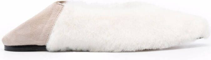Studio Amelia pointed-toe babouche fur slippers Neutrals