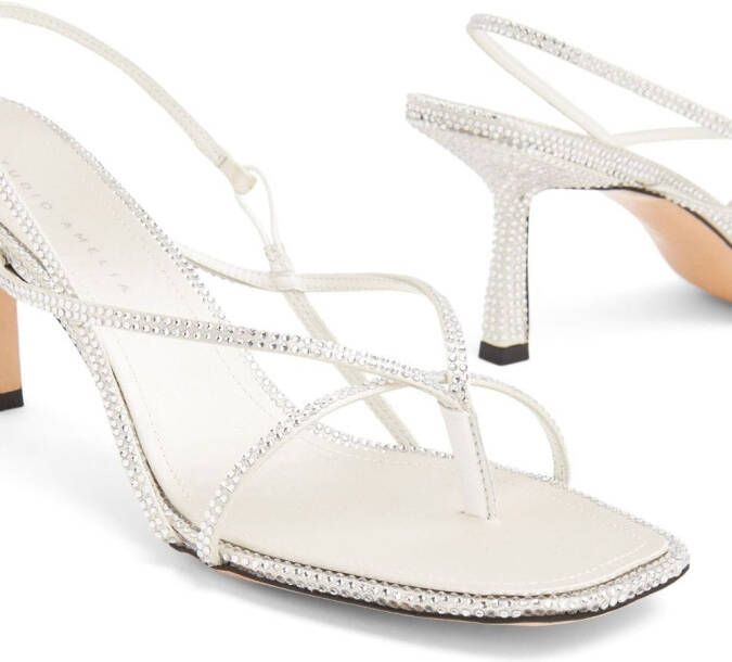 Studio Amelia Wishbone crystal-embellished thong-strap sandals Neutrals