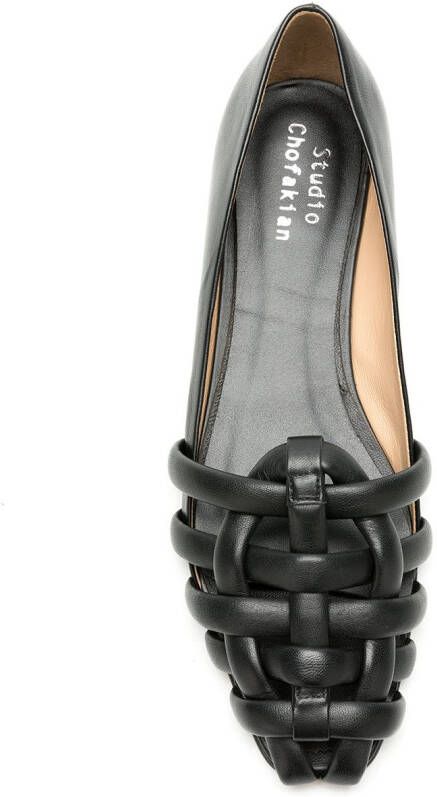 Studio Chofakian Meurice leather ballerina shoes Black