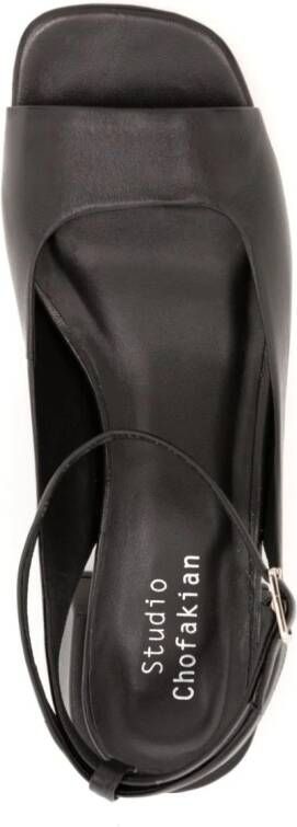 Studio Chofakian square-toe leather sandals Black