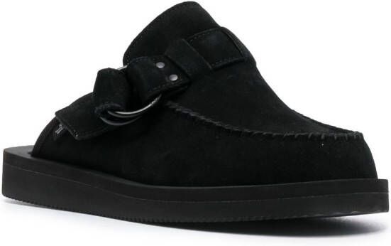 Suicoke buckle-strap leather mule sandals Black