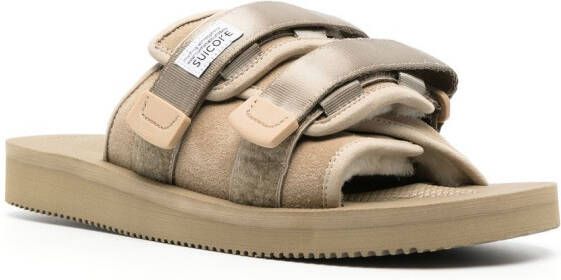 Suicoke logo-patch slip-on sandals Neutrals