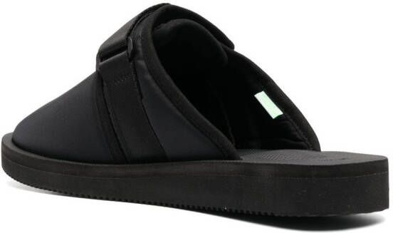 Suicoke logo patch slippers Black