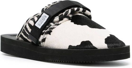 Suicoke mix-print calf hair sandals Black