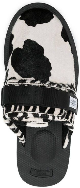 Suicoke mix-print calf hair sandals Black