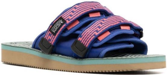 Suicoke MOTO jacquard touch-strap sandals Blue