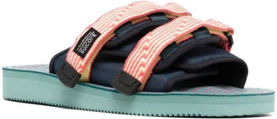 Suicoke MOTO jacquard touch-strap sandals Blue