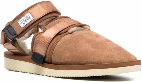 Suicoke shearling-lined closed toe sandals Brown
