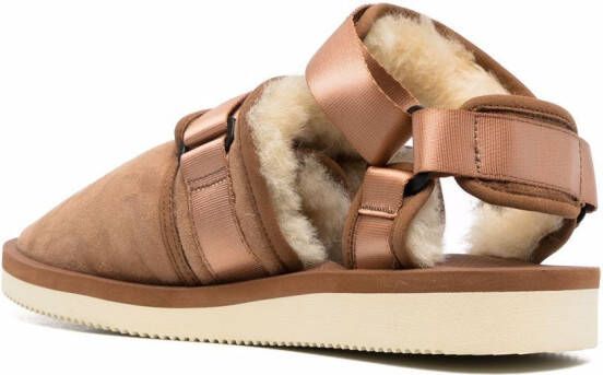 Suicoke shearling-lined closed toe sandals Brown