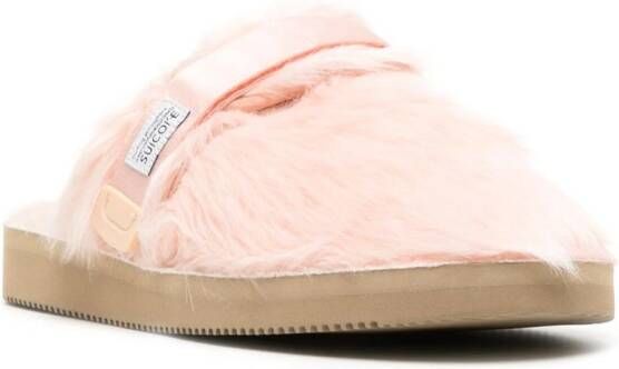 Suicoke Zavo-2eu faux-fur slippers Pink