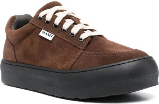 Sunnei Dreamy lace-up suede sneakers Brown