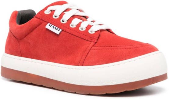 Sunnei Dreamy lace-up suede sneakers Red