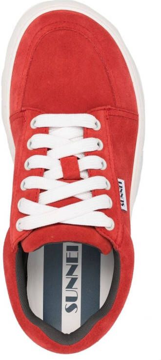 Sunnei Dreamy lace-up suede sneakers Red