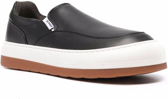 Sunnei panelled slip-on leather sneakers Black