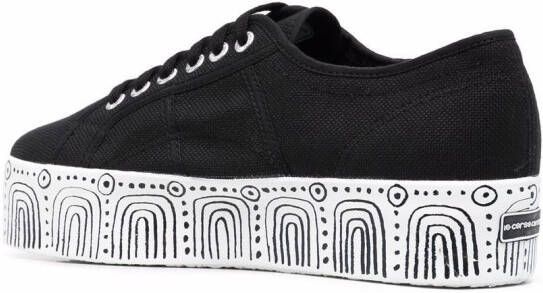 Superga abstract-pattern platform sneakers Black