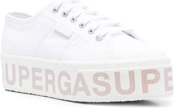 Superga logo-print flatform sneakers White