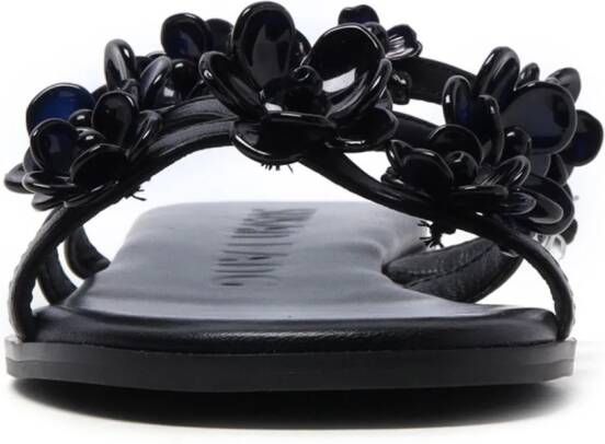 Susan Fang floral-appliqué crossover-strap slides Black