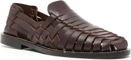 Tagliatore panelled woven leather sandals Brown