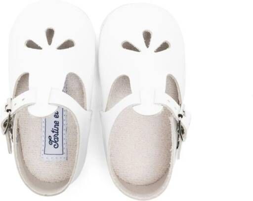 Tartine Et Chocolat cut-out leather crib shoes White