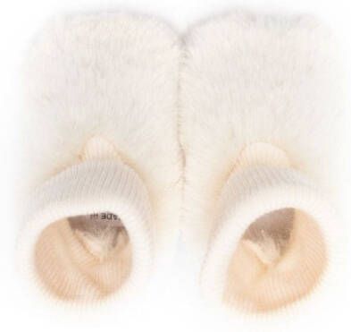 Tartine Et Chocolat faux-fur leather slippers White