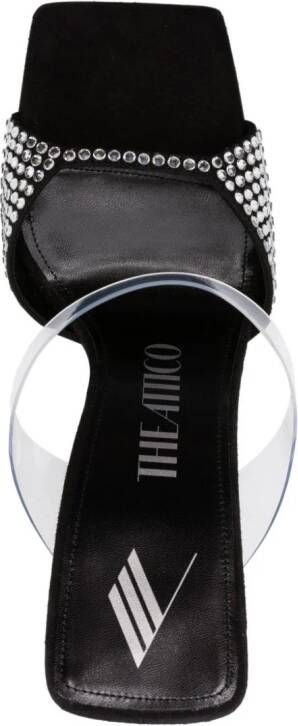 The Attico 105mm rhinestone-embellished suede mules Black