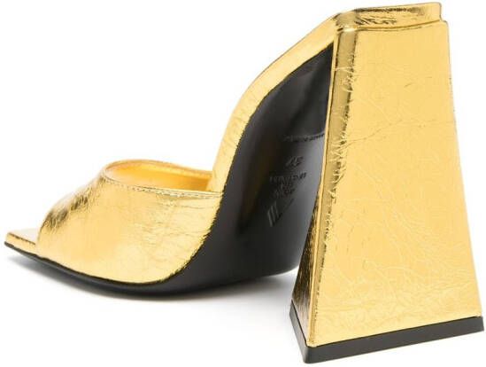 The Attico 118mm metallic leather mules Gold